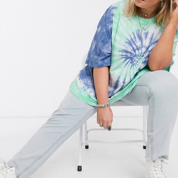 ASOS Curve Tops - ASOS Curve spiral tie dye oversized Tshirt plus 16
